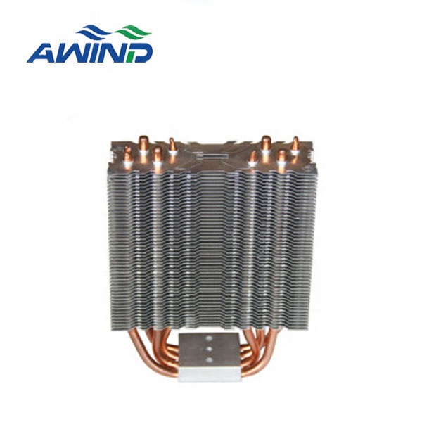 Customized aluminum zipper fin heatsink with heat pipe