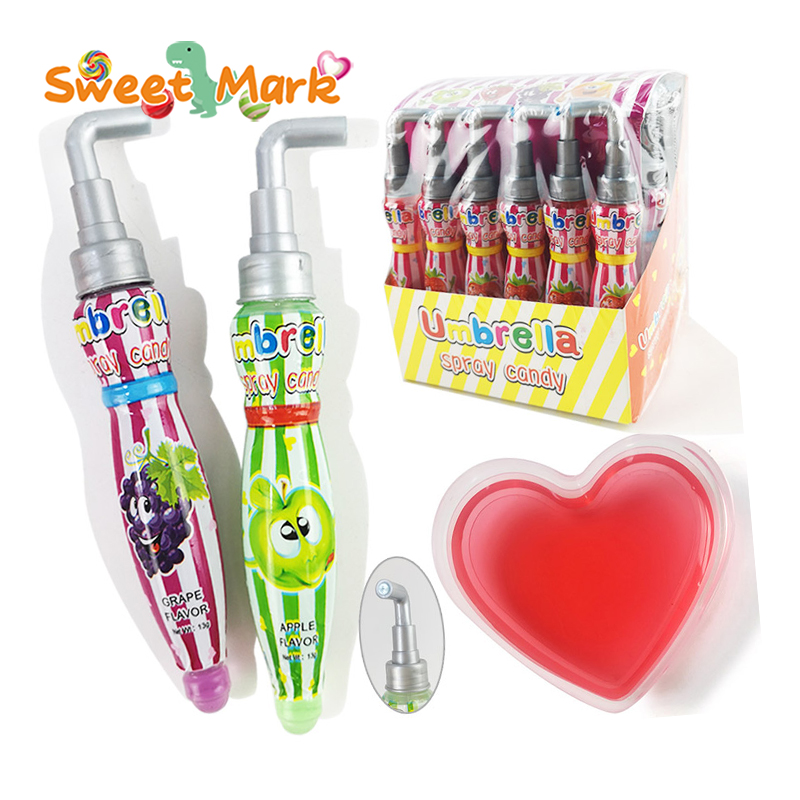 Funny Halal Plastic umbrella Shape Sour and Sweet Liquid Spray Candy