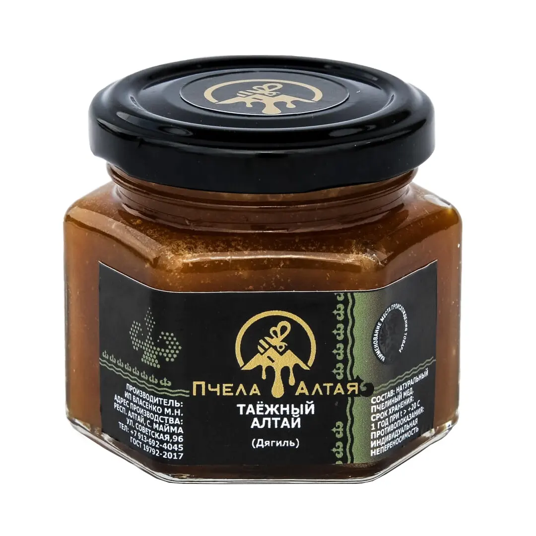 Natural blossom honey Taiga Altai with angelica 200 ml/270 g VIP vital honey