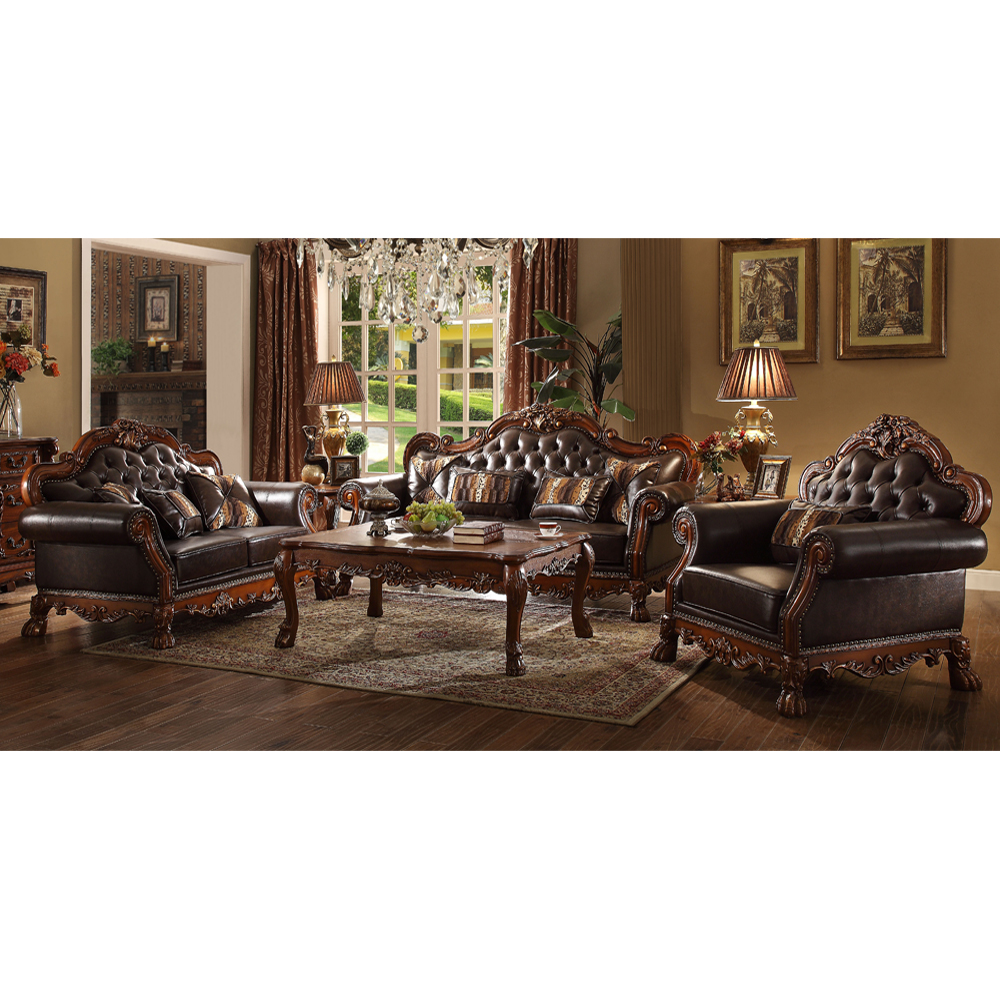 2020 Luxury French Baroque Living Room Set/Royal Palace Antique 3 Seater Classic European Style Leather Sofa