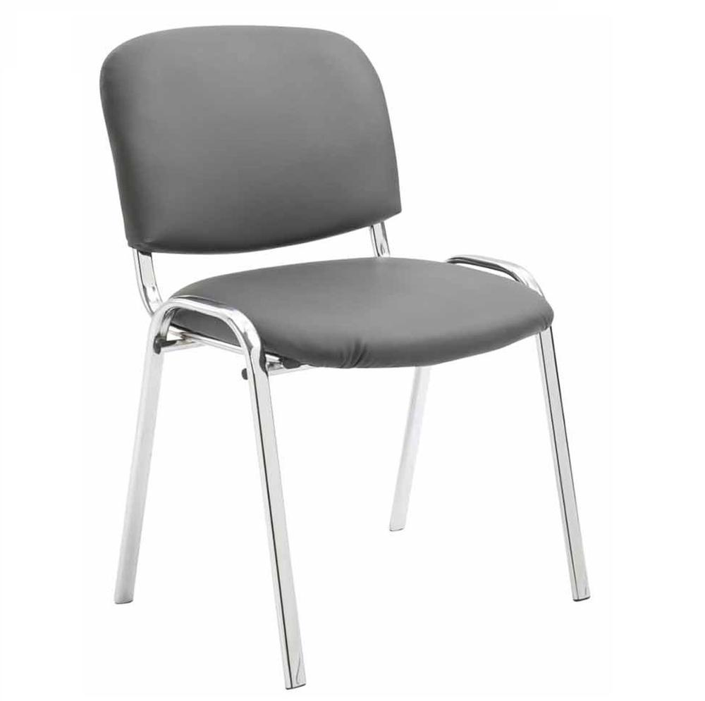 Modern Cheap PU Back Chrome Frame Office Chair Without Wheels Conference Chair Mesh Office Chair