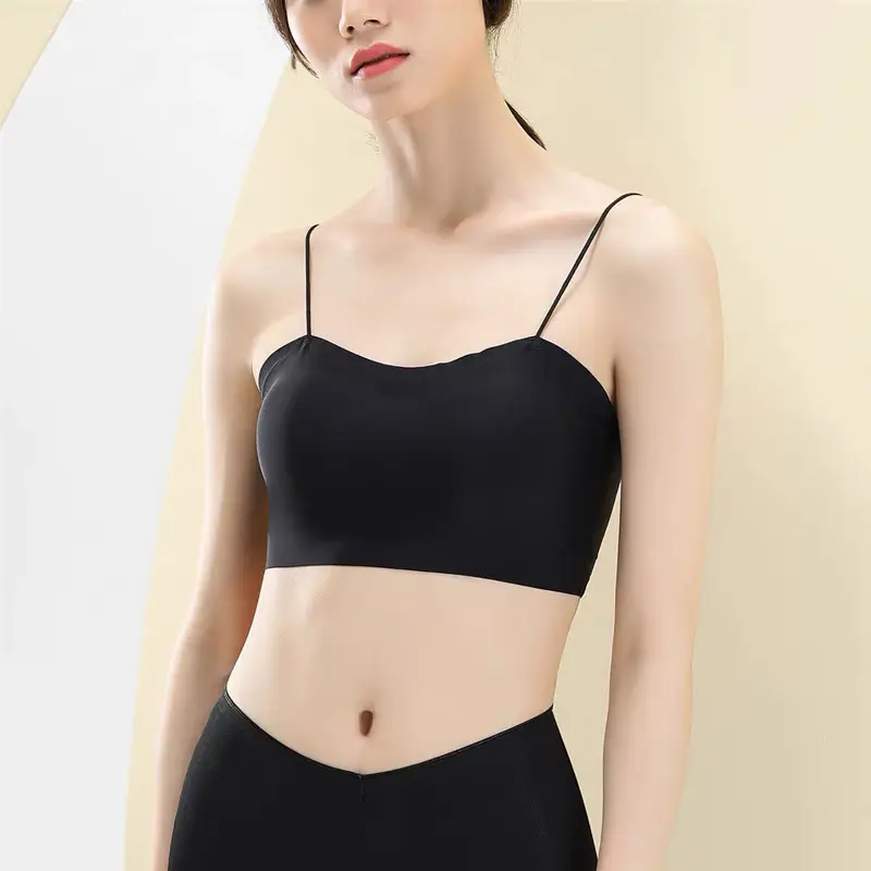 2020 new products seamless thin shoulder strap tube top low arc neckline camisole tube top