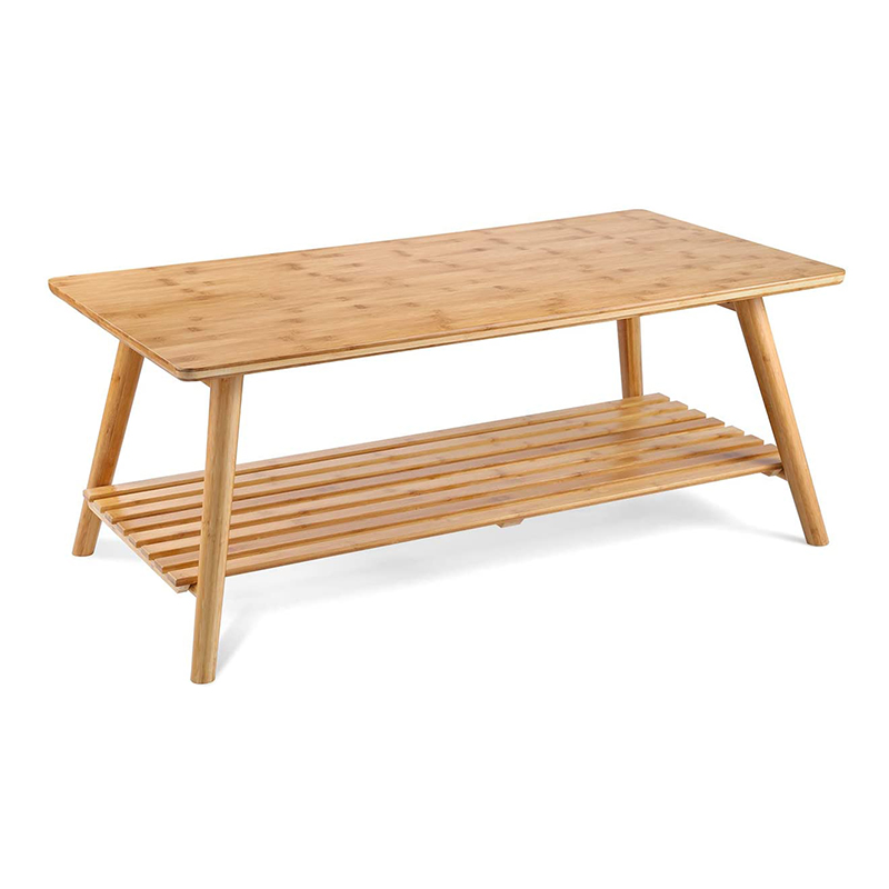 Custom Bamboo Coffee End Table Foldable Cocktail Table TV Stand with Open Storage Shelf Center Table for Living Room