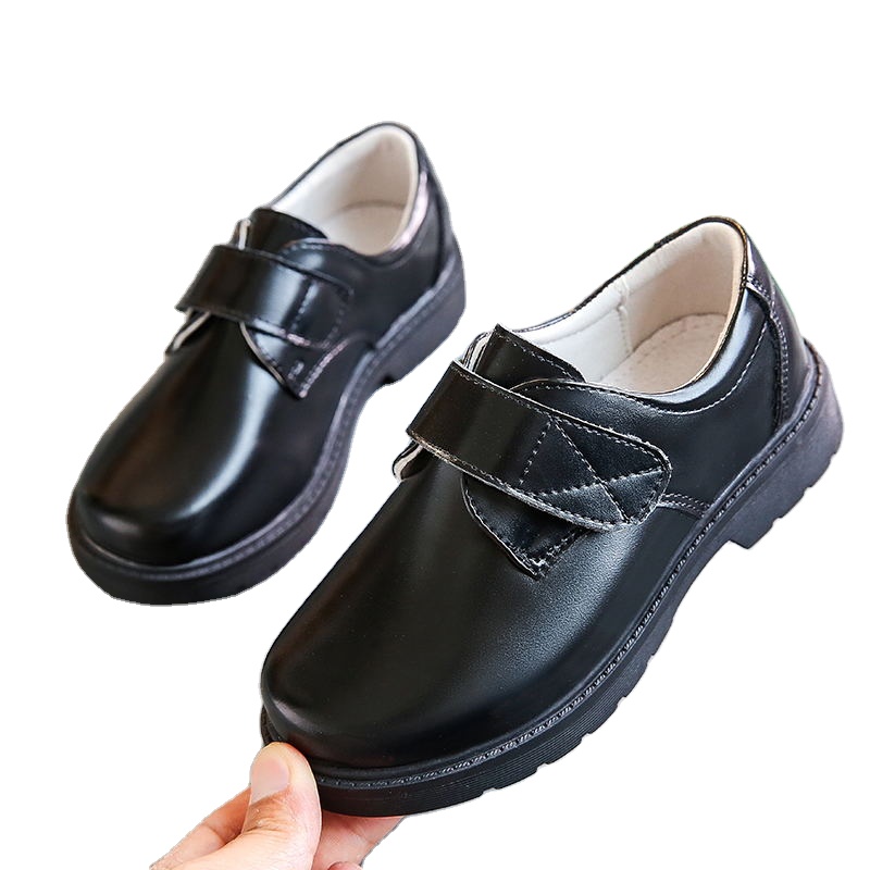 Children's leather shoes black girls British style boys student performance shoes