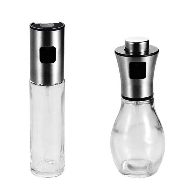 Promotional food grade BBQ stainless steel grilling oil glass bottle sprayer dispenser