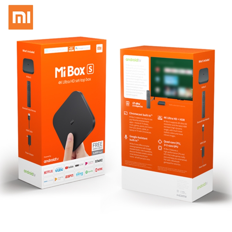 Xiaomi Mi TV Box S Android Tv Box S 8,1 со сверхвысоким разрешением Ultra HD, 2G 8G IP ТВ Декодер каналов кабельного телевидения Xiaomi Mi Box S 4K