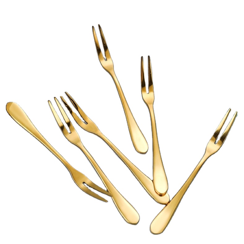 Mini coffee spoon small fork set stainless steel baby spoon and 2 tines fork 2 prong fork spoon set
