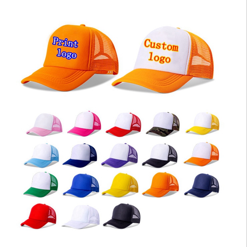 Wholesale Custom Logo Unisex 5 Panel Two Tone Blank Sport Gorras Embroidery Print Cotton Baseball Cap Mesh Puff Foam Trucker Hat
