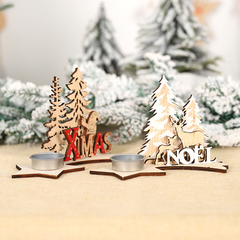 Candle Holder Christmas Wooden Vertical Candle Holder Christmas Tree Small Candle Holder Wedding Birthday Party Decorations