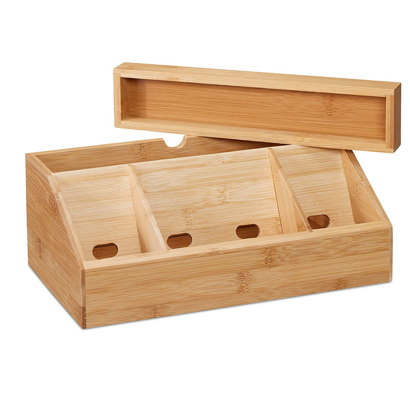 Factory Wholesale Natural Bamboo Office File Holder Storage Phone Holder