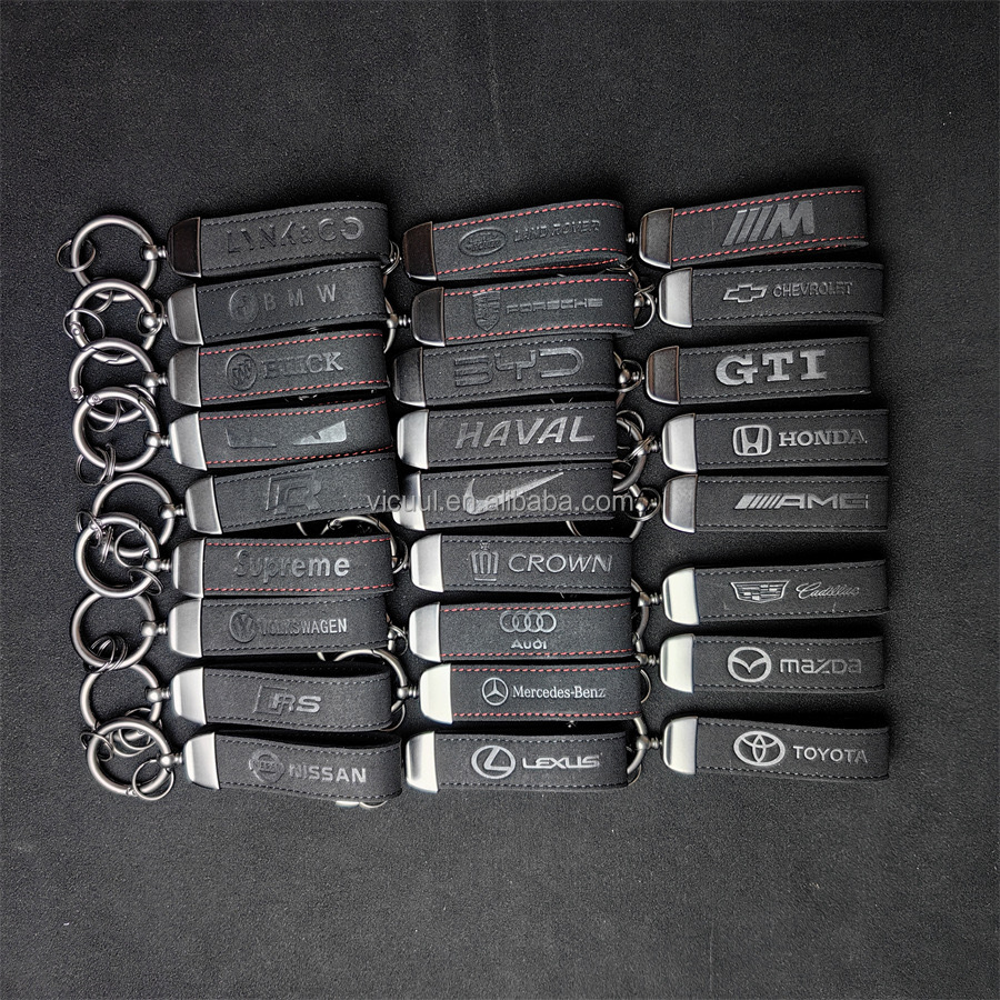 Wholesale Stock Leather Various Auto Accessories Brand Metal Car Keychains