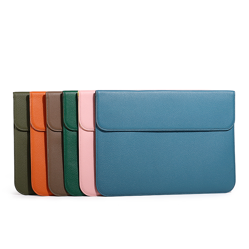 Luxury Style Genuine Leather Computer Bag Lychee Pattern Real Cow Leather Laptop Case For Macbook
