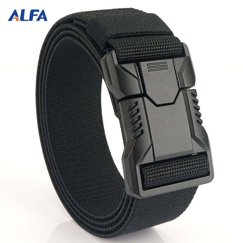 ALFA Men's Cheap Stretch Tactical Battle Safety Work Plastic Belt with Quick Release Buckle