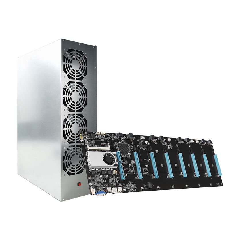 Установка для майнинга ETH Miner 8 GPU с процессором + mSata SSD 128 ГБ + 4 Гб DDR3 ОЗУ + шасси + источник питания 1850 Вт Набор для майнинга