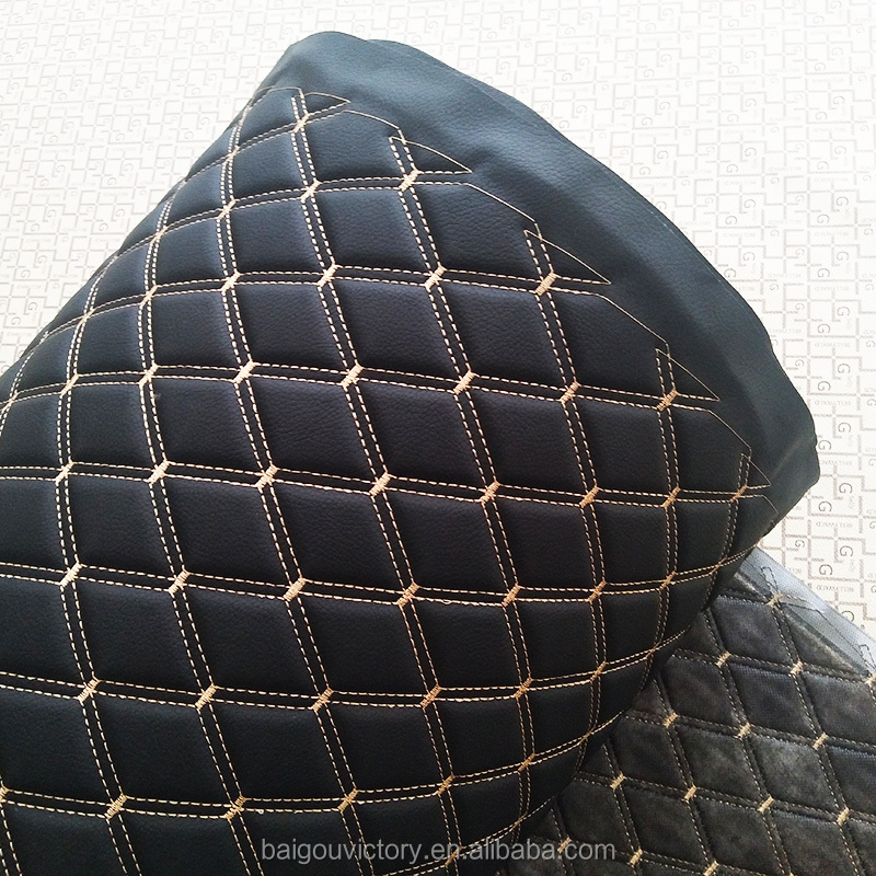 Hot Sale Embroidery Quilted Diamond Stitching laser Leather For Car Carpet Mats Making