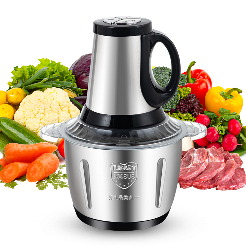 Кухонный кухонный комбайн для овощей и мяса, мощный, 2 л, 3 л, электрическая мясорубка из нержавеющей стали