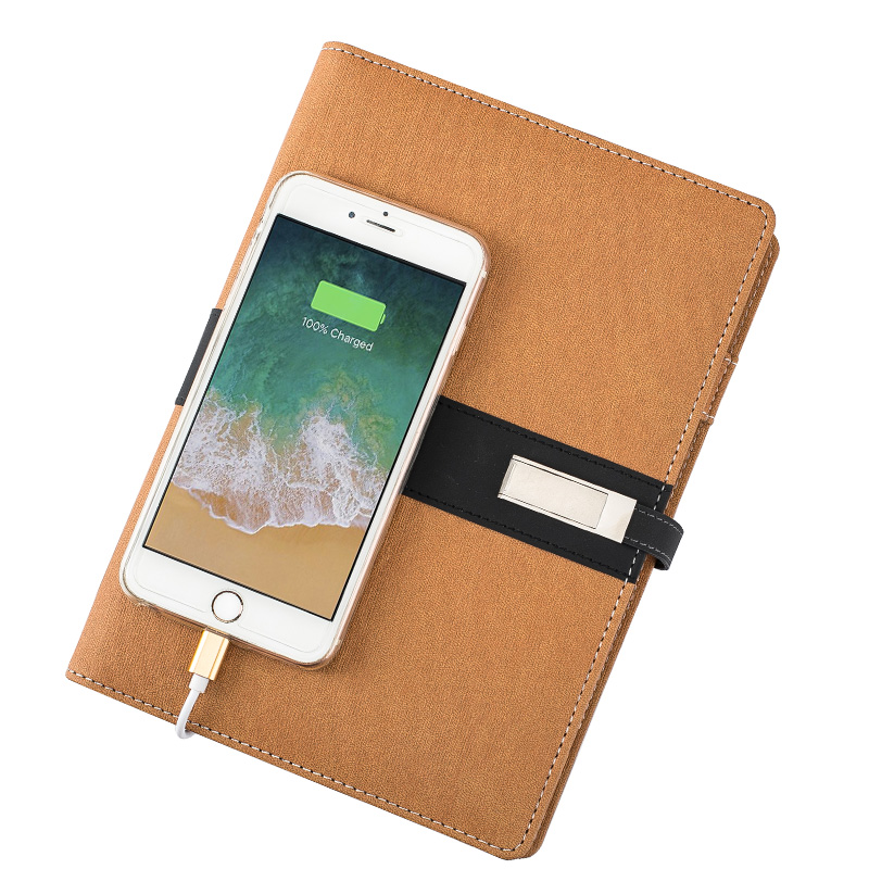 OEM 1 MOQ A5 leather notebook diary power bank with calculator  pen luxury gift set