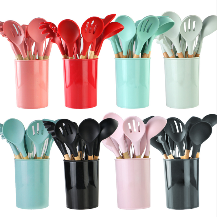 K & B 11 PCS Kitchen Silicone Utensils Set Cooking Baking Tool Cookware accessories
