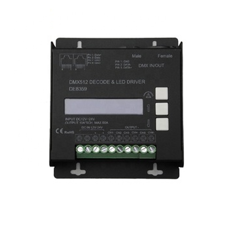 Диммируемый ЖК-экран IP40 Max 10Ax6CH DE8359 rgbw dmx512 декодер