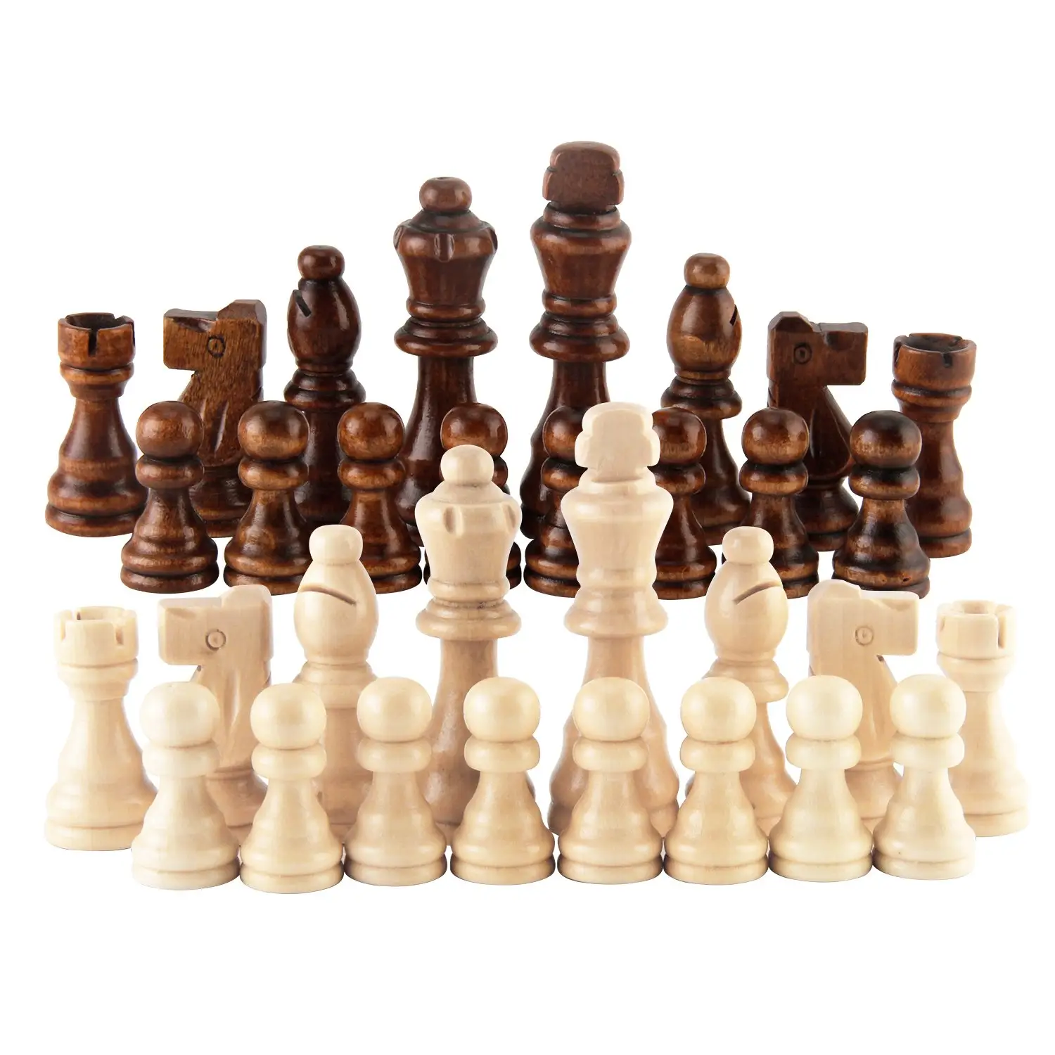 staunton style chess pieces wooden pawns hand carved figure figurine board game pieces nature wood chessmen