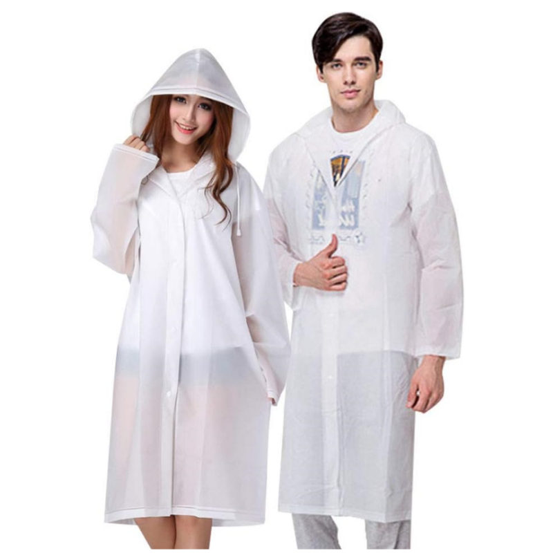 Adults Rain Poncho Transparent Unisex Raincoat Reusable PEVA Waterproof Rain Cape Breathable Rain Jacket For Travel Hiking