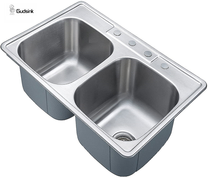 Gudsink 8456 SS 304 18 калибра устанавливаемая на глубокой вытяжки двойной раковины из нержавеющей стали, кухонной раковины