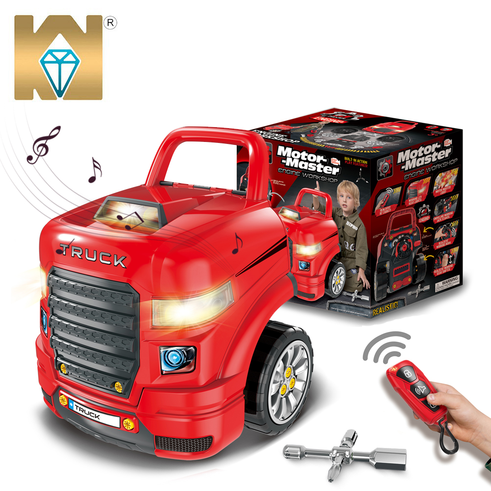 KUNYANG TOYS Latest High Bright Light Lamp Assembly Truck Build Up Block Toy With Remote Control Key