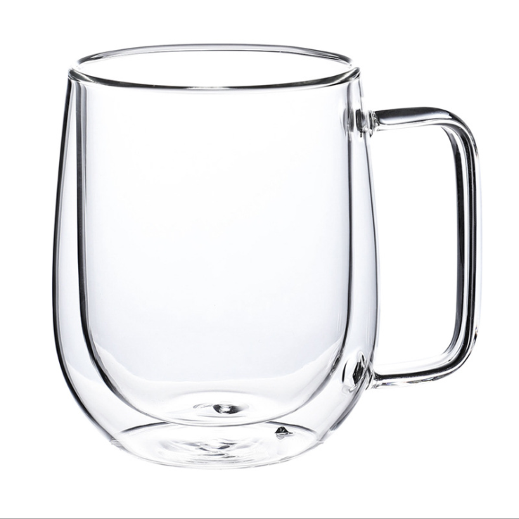 Thermal Insulated Double Wall Glass cup with Handle for Tea Espresso Coffee