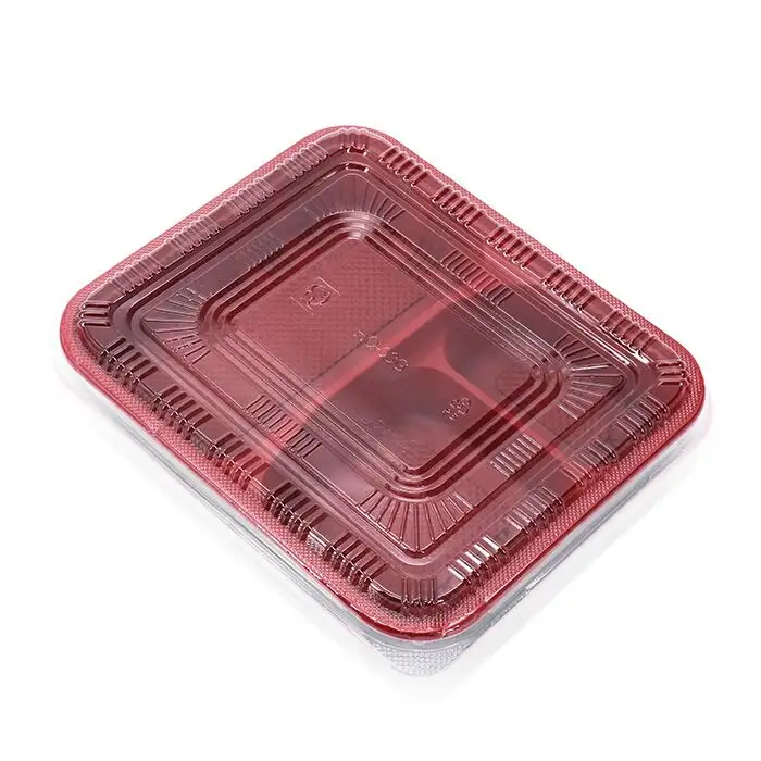 Customized Plastic Blister To Go Disposable Packaging Lunch Box 3 Compartment Food Container