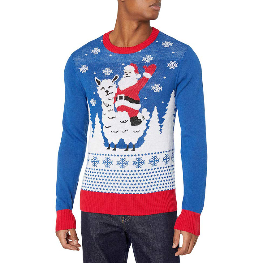 Custom Winter Embroidered Print Logo Warm Knitted Ugly Christmas Sweater Jumpers