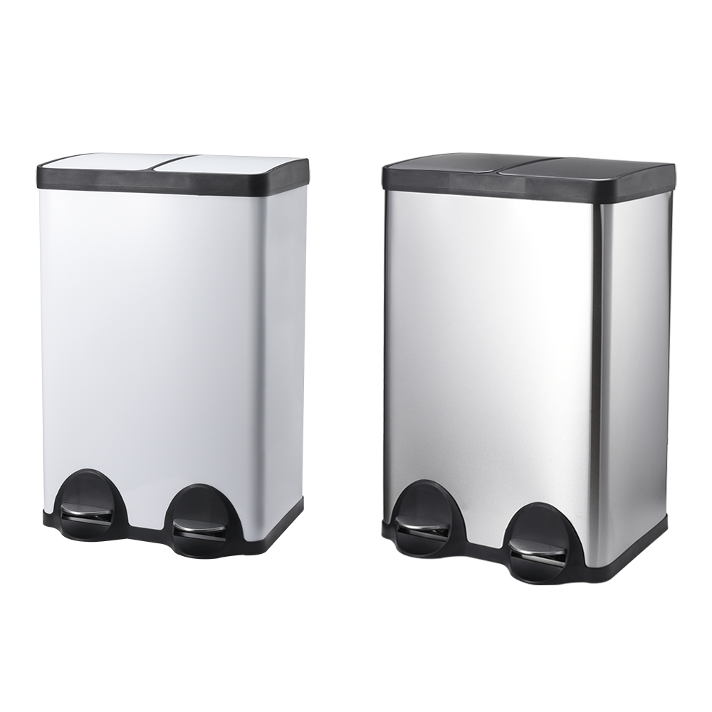 60 Liter Kitchen Stainless steel double compartment trash can home recycling bin