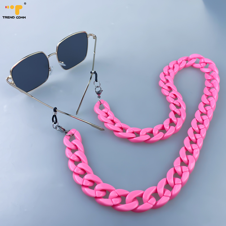 Oversized Fashion Decoration Acrylic Cord Double Layered Eyeglasses Necklace Holder Sunglasses Chain