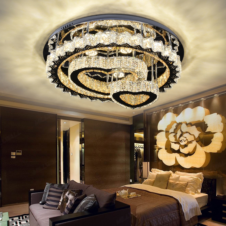 Fashion Smart Indoor Acrylic Crystal Decor Round Modern Led Ceiling Lamp For Living Room