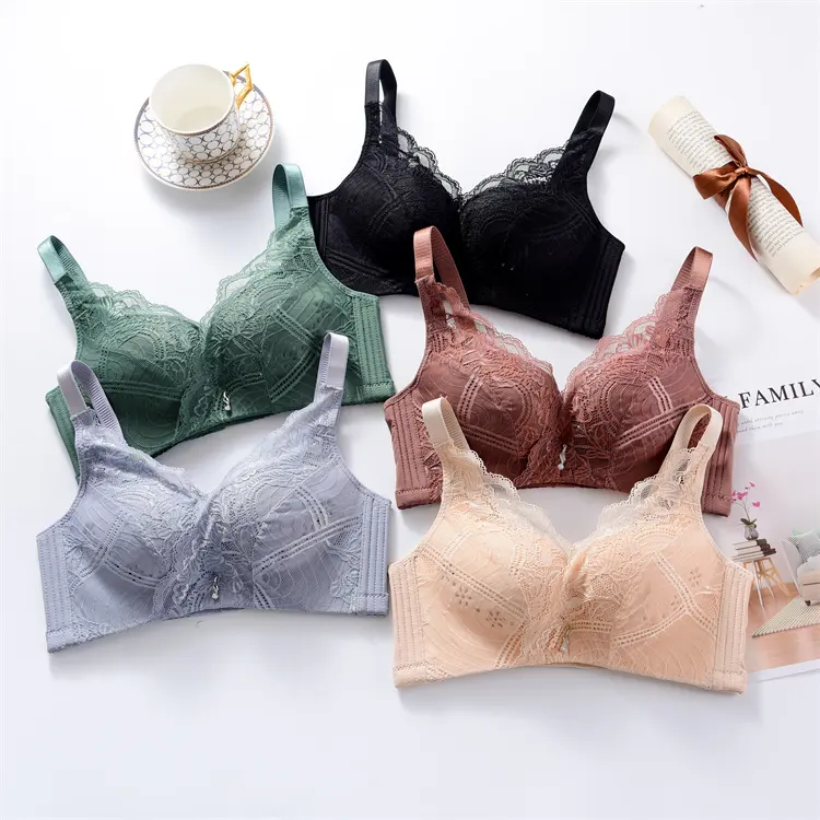 Hot New Breathable Women'S Underwear Comfortable Wire Free Bra Push-Up Bra And Panty Set