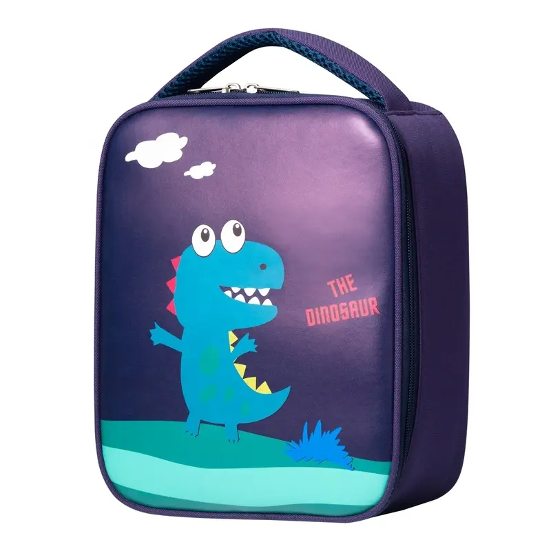 Heopono Children BPA free Lining Fitness Boys Girls Cooler Bag Cartoon Dinosaur Space High Quality Insulated Kids Lunch Box Bag