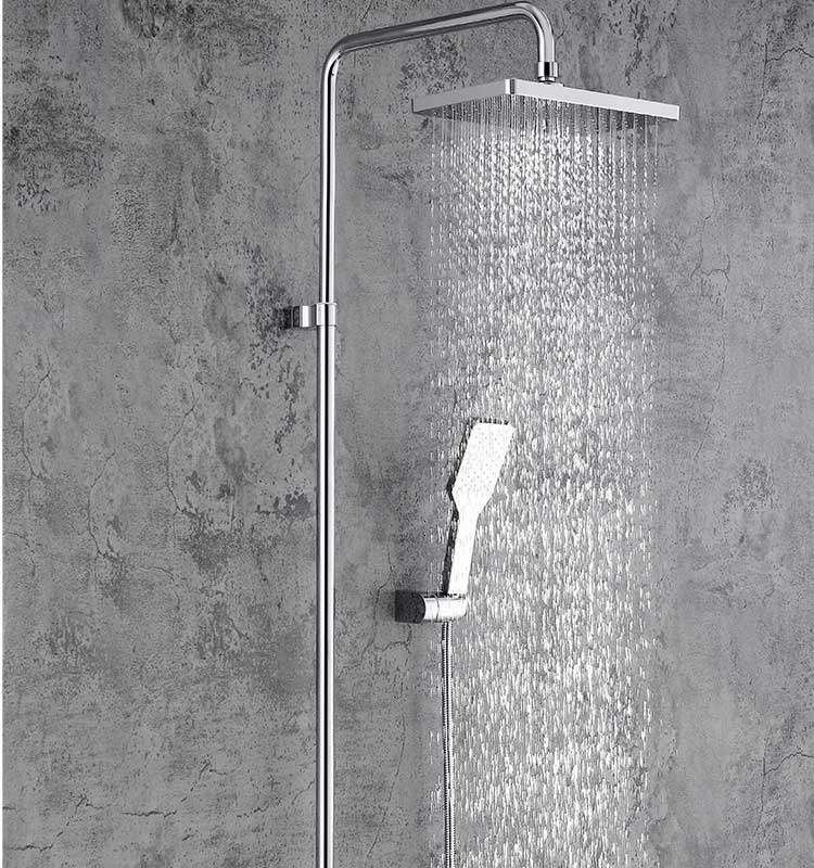 2021Luxurious Stainless Steel Chrome Square Rain Shower set in Bathroom