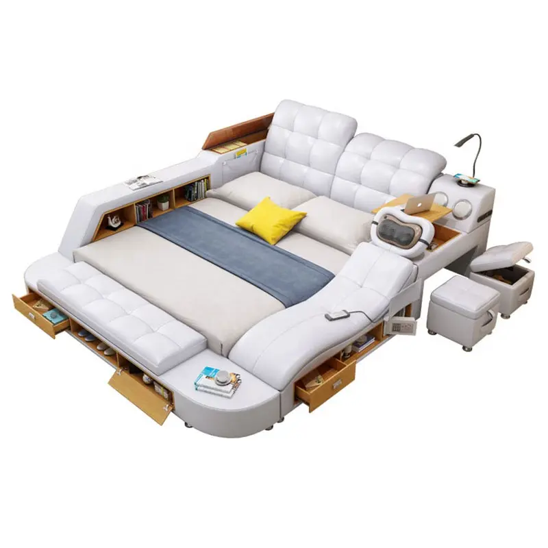 Multifunction Software bed Intelligent Storage massage bed Double bed Tatami Cama blanda multifuncional