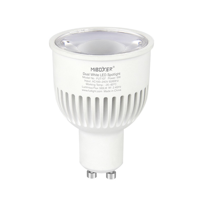 Светодиодные точечные светильники GU10 CCT Milight FUT107 с регулируемой яркостью, светодиодное точечное освещение 6 Вт