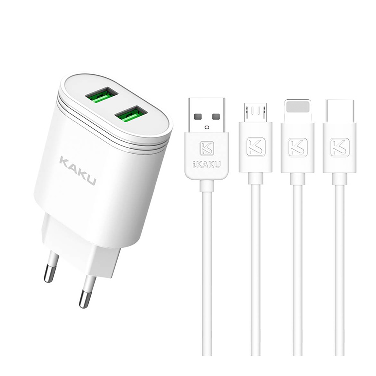 Кабель для передачи данных KAKU с двумя usb-портами для ЕС, США, 1 м, 240 в, портативное настенное зарядное устройство для мобильного телефона для iphone, samsung