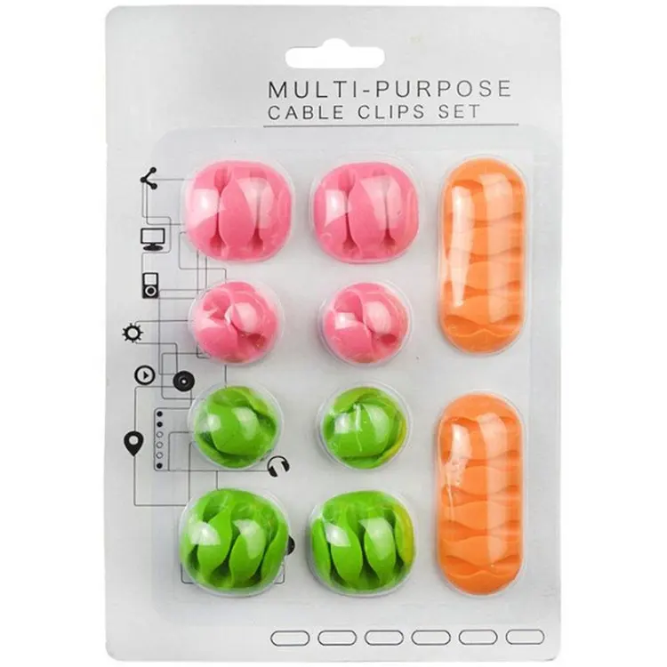 Colorful Desktop Lines Wire TPR Cable Clip Multi-Purpose Cable Clips Set Slot Cable Holder Organizer