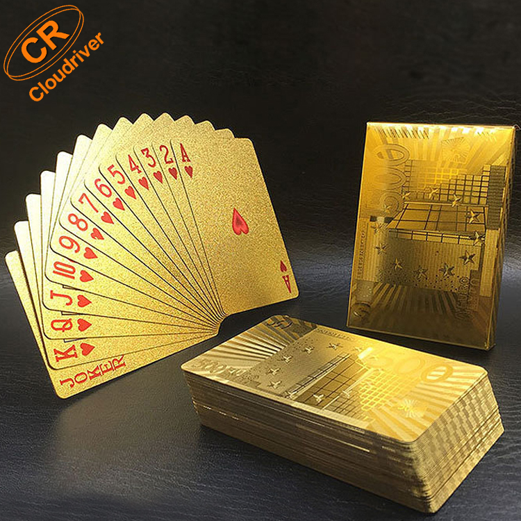 Новые настольные игры на заказ 500 г., рельефная пластиковая подставка, подарок, прочные водонепроницаемые игральные карты из золотой фольги