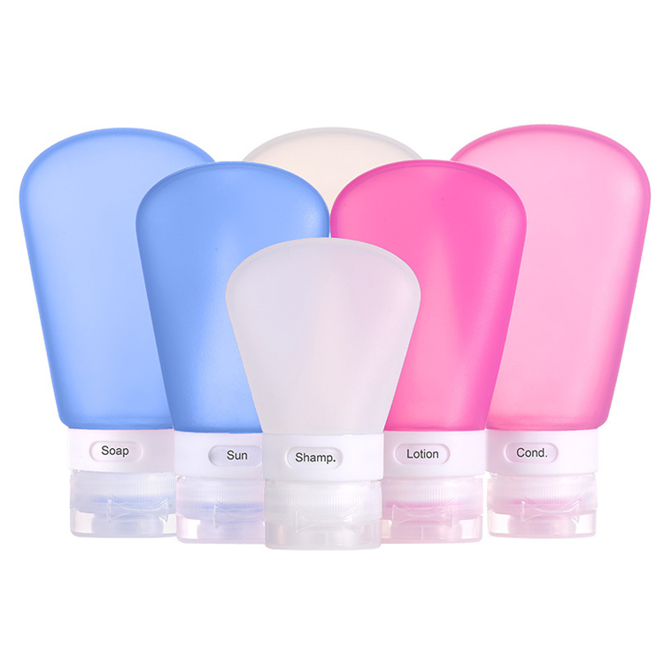 Leak Proof Portable Face Wash Shampoo Cosmetic Toiletry Container Tube Facial Cleansing Brush Silicone Travel Bottle Set
