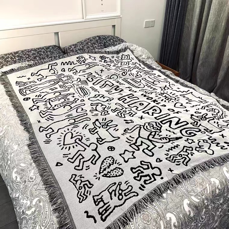 56x60 ''знаковые стулья, Тканое одеяло, Хлопковое одеяло, пользовательские особенности, необработанные края на всех четырех сторонах, дизайн логотипа, Тканое пользовательское одеяло