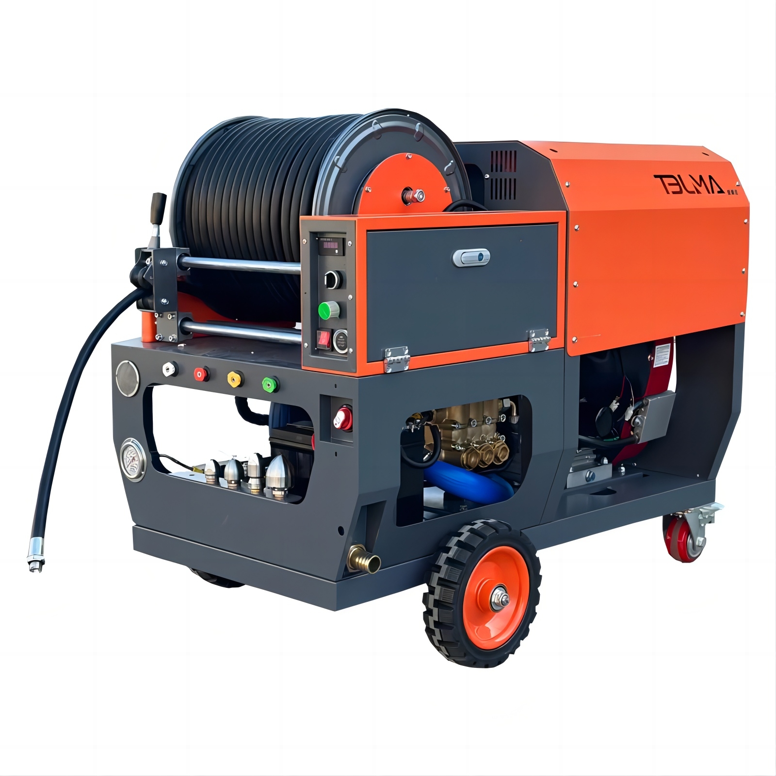 3000psi 8gpm gasoline sewer jet 200ft remote control operation electric hose reel pipeline cleaning machine for sewer cleaning