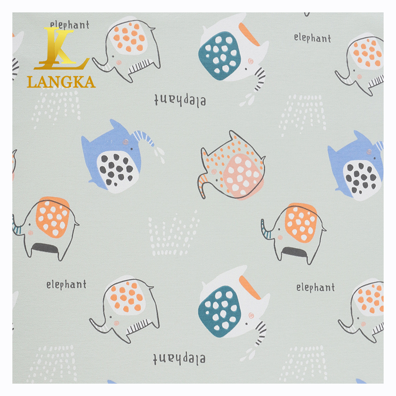 Langka fabrics wholesale soft knitting organic baby print fabric cotton knit fabric for pajamas bed