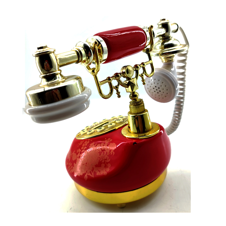 Wholesale Reasonable Price High Quality Red Printing Pattern Household Round Button Old European Style Antique Telefon