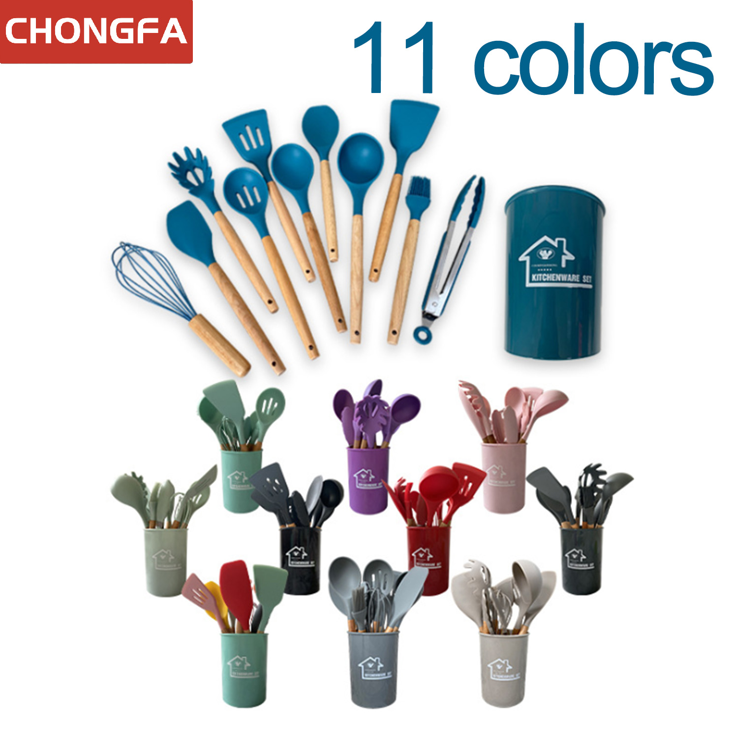 13 PCS Cooking Tool Sets Silicone Utensil Set Kitchen Accessories Cabinet Utensils Eco-friendly Kitchenware