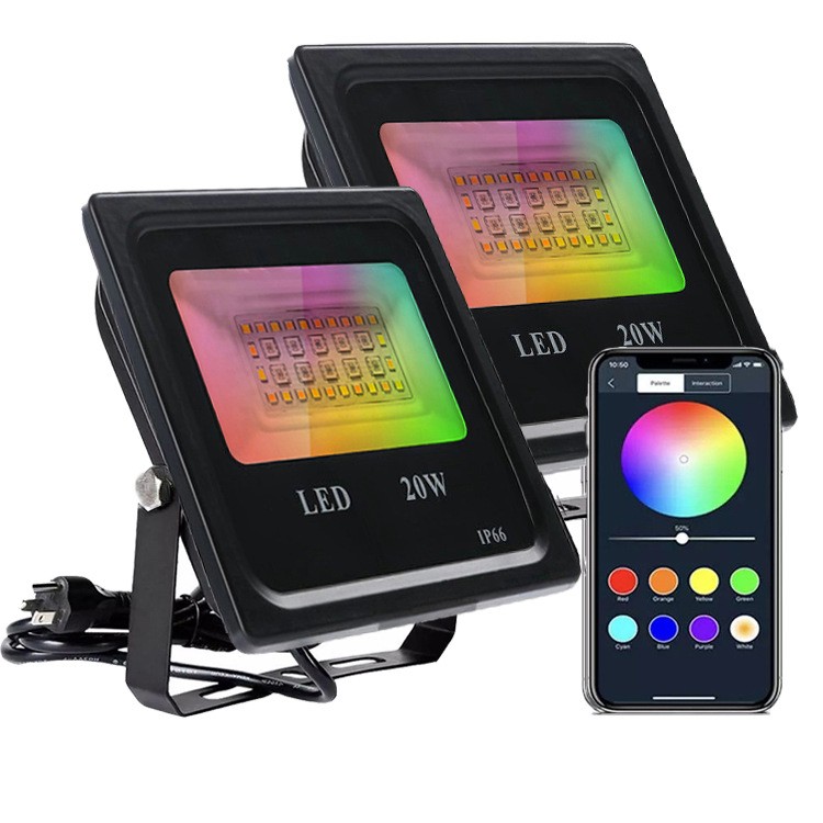 RGB умный Светодиодный прожектор с Bluetooth и управлением через приложение, прожектор 20/30/50 Вт для праздника, улицы, сцены, вечеринки, сада, газона, ландшафта, прожектор