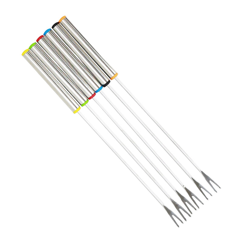 24CMStainless steel 6Set Hot pot fork cheese chocolate fruit fork household fruit desserts cake fork