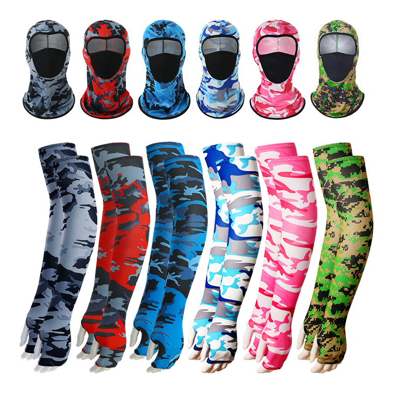 AB-183 Cycling suncreen sports outdoor ice silk sleeve set fulll face mask silk mask uv protection cycling head cover